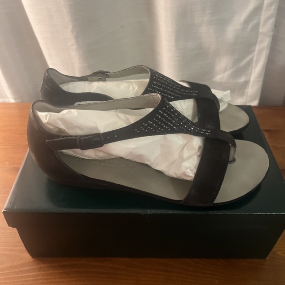 PAUL GREEN Venice San Black Soft‎ Womens Buckle Sandal 7 1/2 - Picture 3 of 7